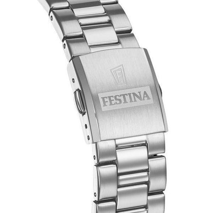 Festina tidløs kronograf rustfrit stål sølvskive Quartz F20560-1 100M herreur
