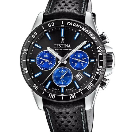 Festina Timeless Chronograph Læderrem Black Dial Quartz F20561-6 100M herreur