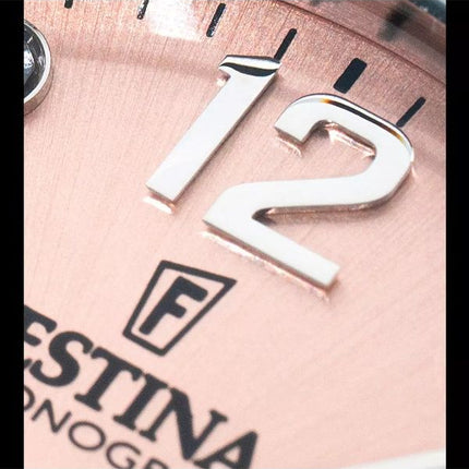Festina Boyfriend Chronograph Crystal Accenter Pink Dial Quartz F20603-7 100M dameur