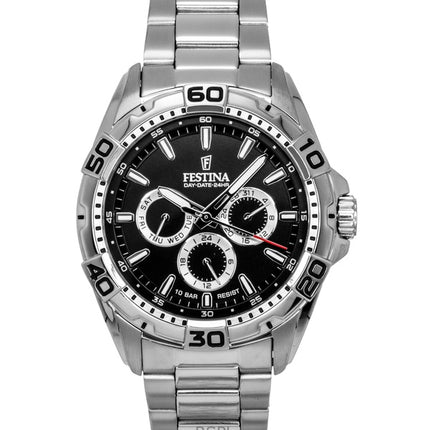 Festina Rustfrit Stål Multifunktions Sort Skive Quartz F20623-4 100M Herreur