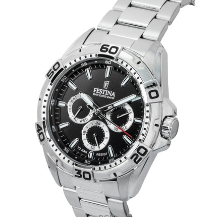 Festina Rustfrit Stål Multifunktions Sort Skive Quartz F20623-4 100M Herreur