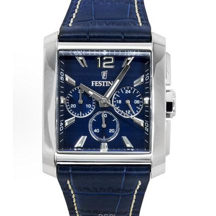 Festina Kronograf Læderrem Blå Skive Quartz F20636-2 Herreur