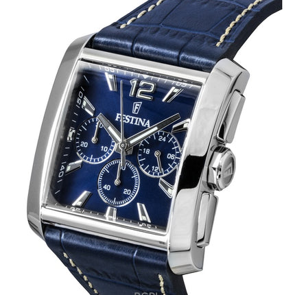 Festina Kronograf Læderrem Blå Skive Quartz F20636-2 Herreur