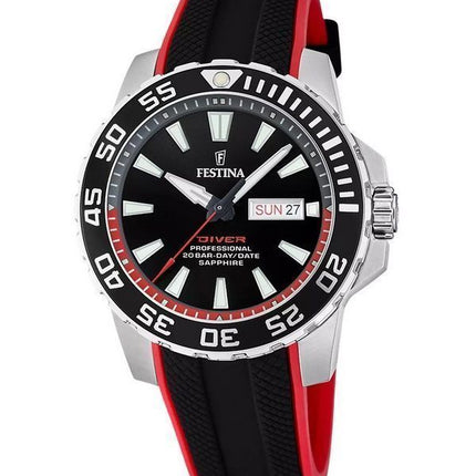 Festina The Originals gummirem Black Dial Quartz Diver&#39,s F20662-3 200M herreur