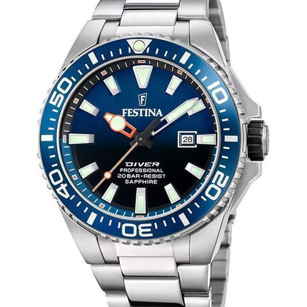 Festina The Originals Stainless Steel Blue Dial Quartz Diver&#39,s F20663-1 200M herreur