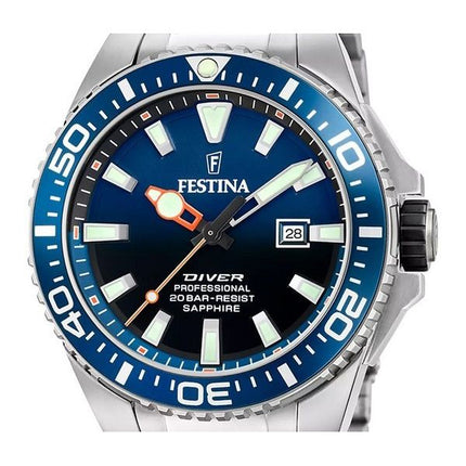 Festina The Originals Stainless Steel Blue Dial Quartz Diver&#39,s F20663-1 200M herreur