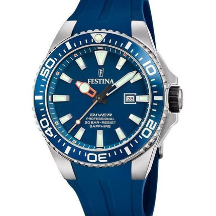 Festina The Originals gummirem Blue Dial Quartz Diver&#39,s F20664-1 200M herreur
