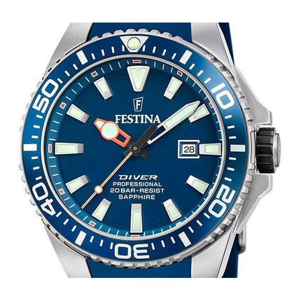 Festina The Originals gummirem Blue Dial Quartz Diver&#39,s F20664-1 200M herreur
