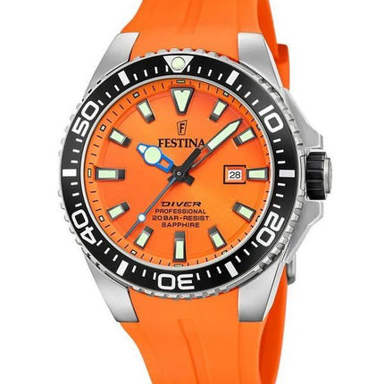Festina Diver gummirem Orange Urskive Quartz F20664-4 200M herreur