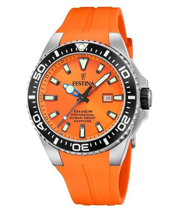 Festina Diver gummirem Orange Urskive Quartz F20664-4 200M herreur