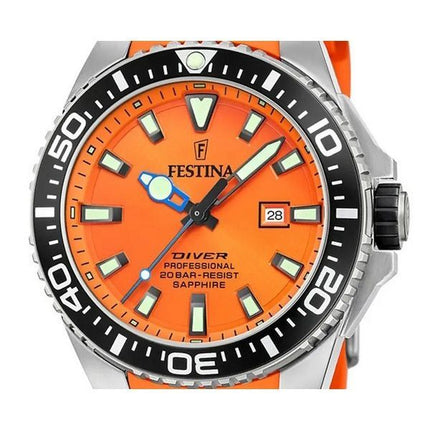 Festina Diver gummirem Orange Urskive Quartz F20664-4 200M herreur
