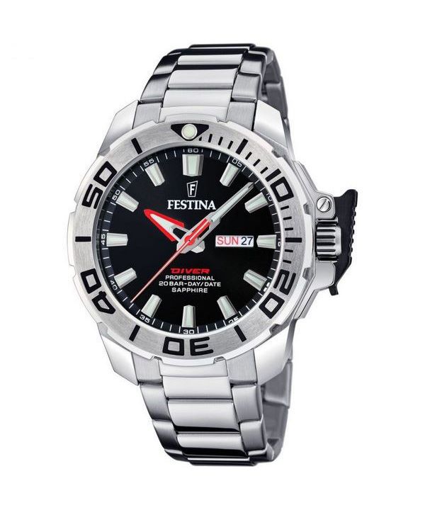 Festina Diver Rustfrit Stål Black Dial Quartz F20665-4 200M herreur