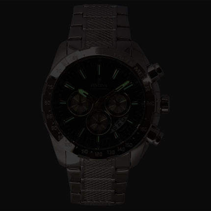Festina tidløs kronograf rustfrit stål blå urskive kvarts F20668-5 100M herreur