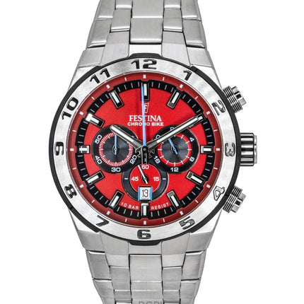 Festina Chrono Bike Chronograph Rustfrit Stål Rød Skive Quartz F20670-5 100M Herreur