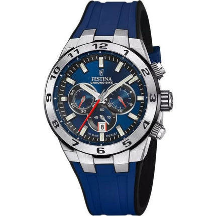 Festina Chrono cykel gummirem Blue Dial Quartz F20671-1 100M herreur