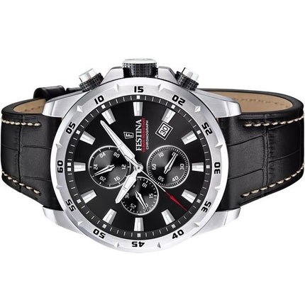Festina Timeless Chronograph Læderrem Black Dial Quartz F20692-4 100M herreur