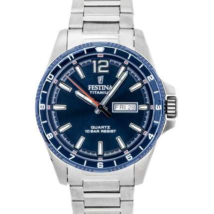 Festina Titanium Analog Blå Skive Quartz F20698-2 100M Herreur