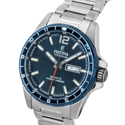 Festina Titanium Analog Blå Skive Quartz F20698-2 100M Herreur
