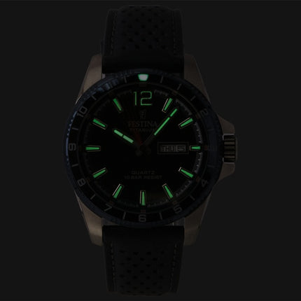 Festina Titanium Analog Læderrem Blå Skive Quartz F20699-2 100M Herreur