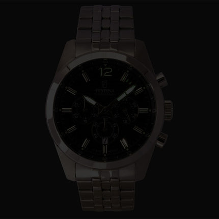 Festina tidløs kronograf sort urskive kvarts F20742-3 100M herreur