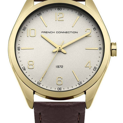 FCUK grÃ¥ urskive lÃ¦derrem Kvarts FC1304TG kvinders ur