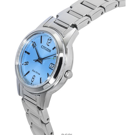 Citizen Elegance rustfrit stål lyseblå skive Eco-Drive FE1241-71L dameur
