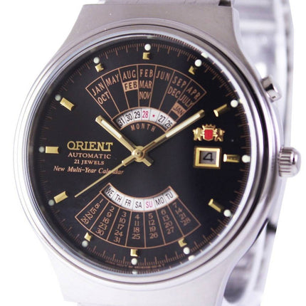Orient automatisk 21 juveler Multi år kalender FEU00002BW Herreur