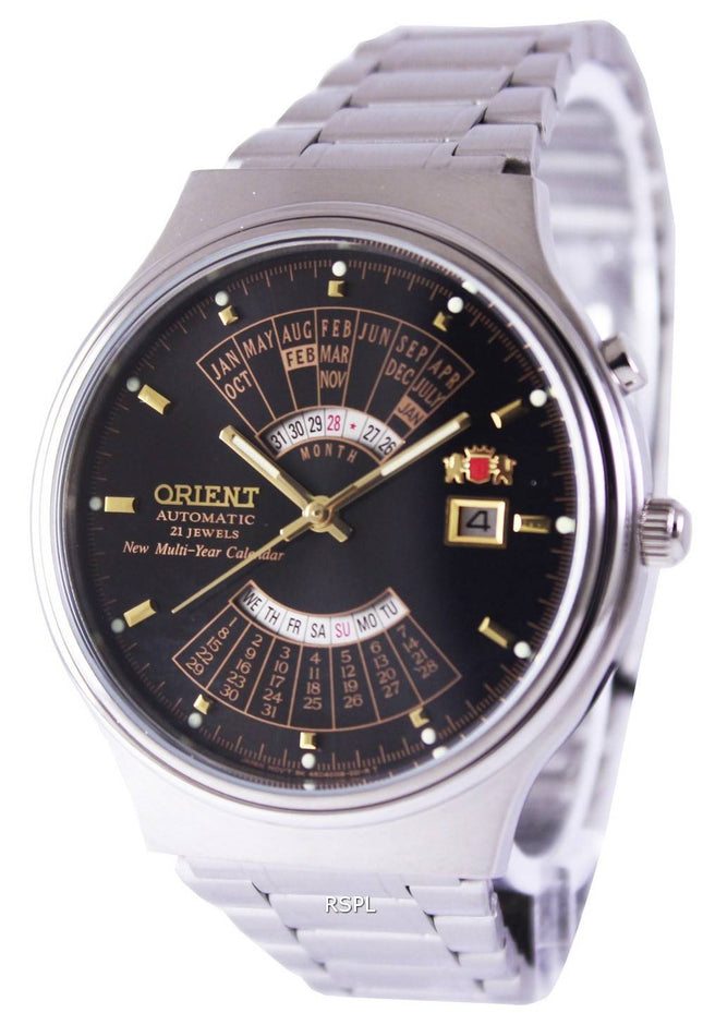 Orient automatisk 21 juveler Multi år kalender FEU00002BW Herreur