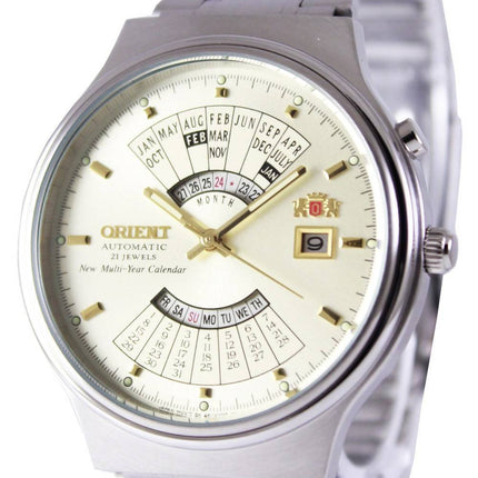 Orient automatisk 21 juveler Multi år kalender FEU00002CW Herreur