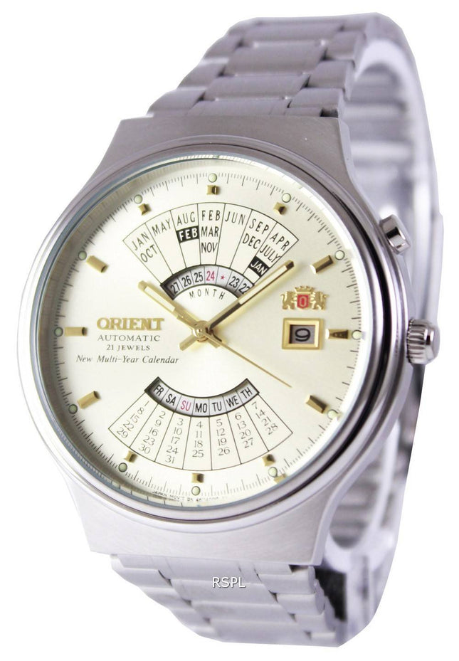 Orient automatisk 21 juveler Multi år kalender FEU00002CW Herreur