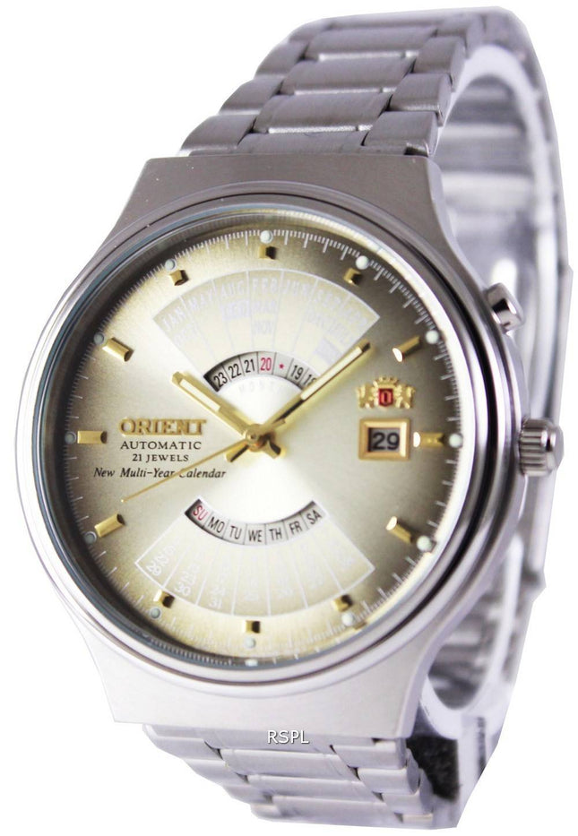 Orient automatisk 21 juveler Multi år kalender FEU00002UW Herreur
