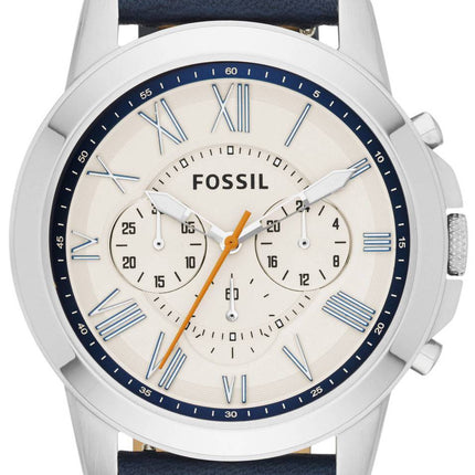 Fossile give Chronograph blå læder FS4925 Herreur
