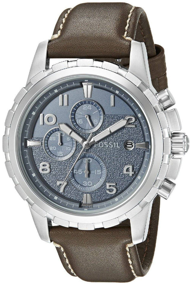 Fossile Dean Chronograph Quartz mørk brun læder rem FS5022 Herreur
