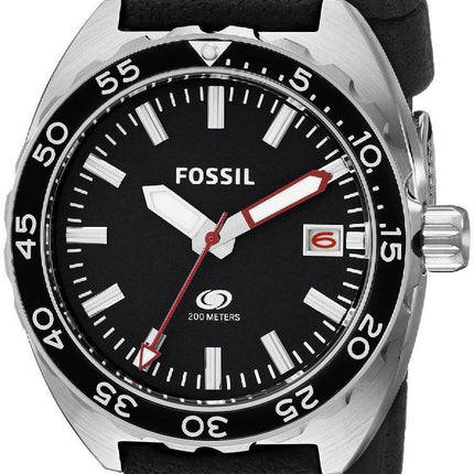 Fossile kvarts Breaker sort urskive sort silikone FS5053 Herreur