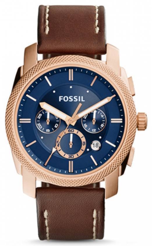 Fossile maskine Chronograph Quartz brun læder rem FS5073 Herreur