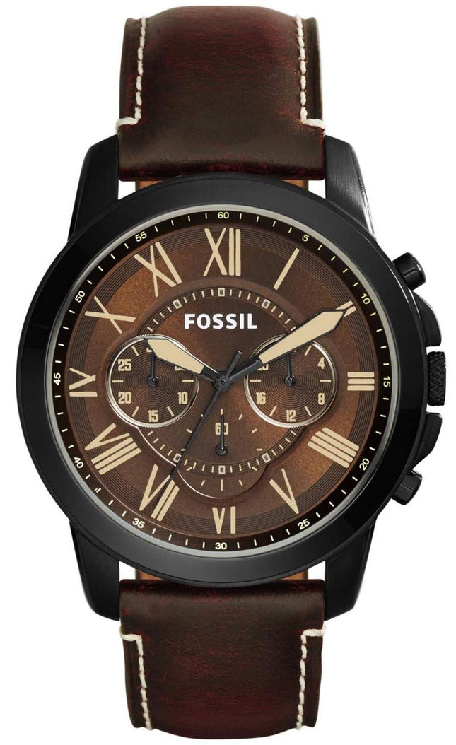 Fossile give Chronograph brun urskive brun læder FS5088 Herreur
