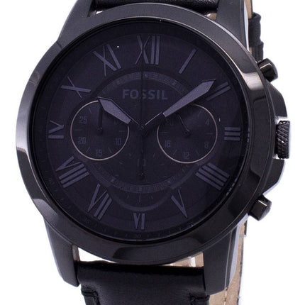 Fossile give Chronograph sort læder FS5132 Herreur