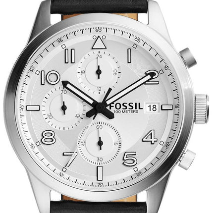 Fossile daglige Chronograph sort læder FS5136 Herreur