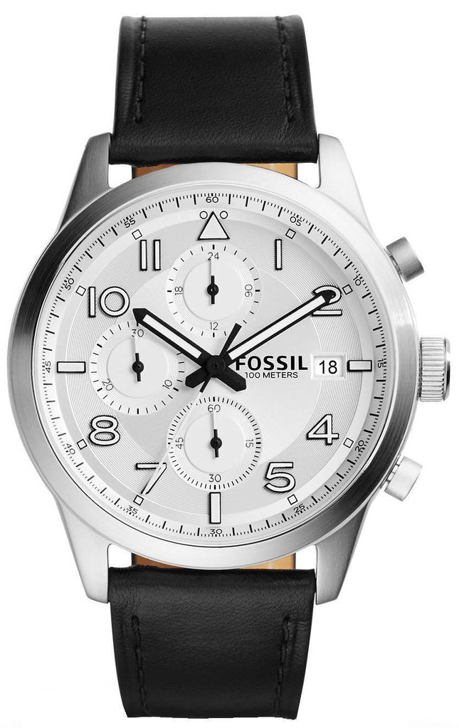 Fossile daglige Chronograph sort læder FS5136 Herreur