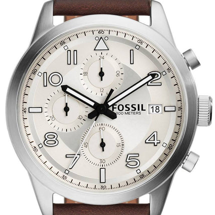 Fossile daglige Chronograph brun læder FS5138 Herreur