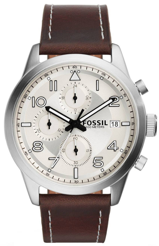 Fossile daglige Chronograph brun læder FS5138 Herreur