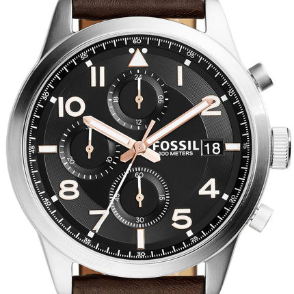 Fossile daglige Chronograph brun læder FS5139 Herreur