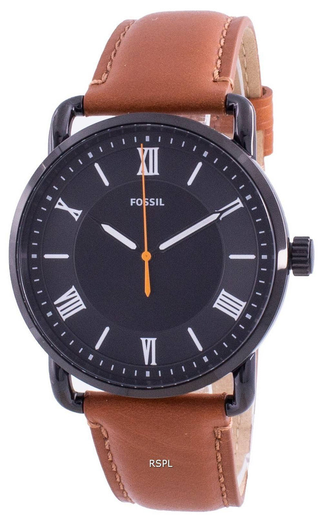 Fossil Copeland sort urskive læderrem kvarts FS5667 Herreur