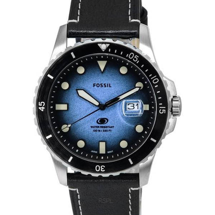 Fossil Blue Dial Black LiteHide læderrem Quartz FS5960 100M herreur
