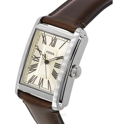 Fossil Carraway læderrem Cream Dial Quartz FS6012 herreur