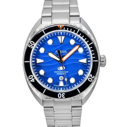 Fossil Breaker Rustfrit stål Blue Dial Quartz Diver&#39,s FS6064 200M herreur