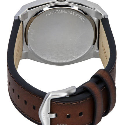 Fossil Everett læderrem cremefarvet urskive kvarts FS6071 herreur
