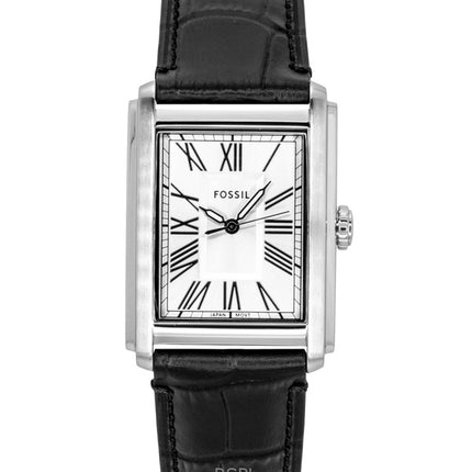 Fossil Carraway læderrem sølvfarvet urskive kvarts FS6078 herreur