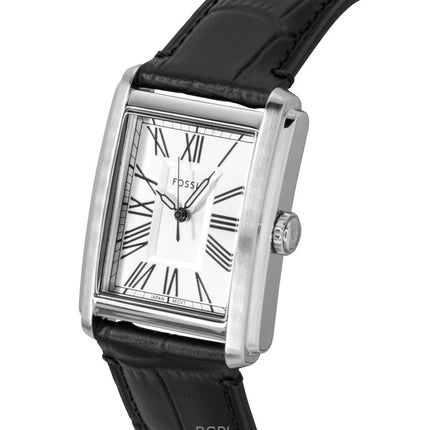 Fossil Carraway læderrem sølvfarvet urskive kvarts FS6078 herreur