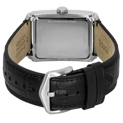 Fossil Carraway læderrem sølvfarvet urskive kvarts FS6078 herreur